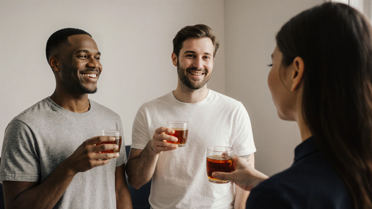Diverse clients relax after massage sessions in a welcoming wellness clinic.