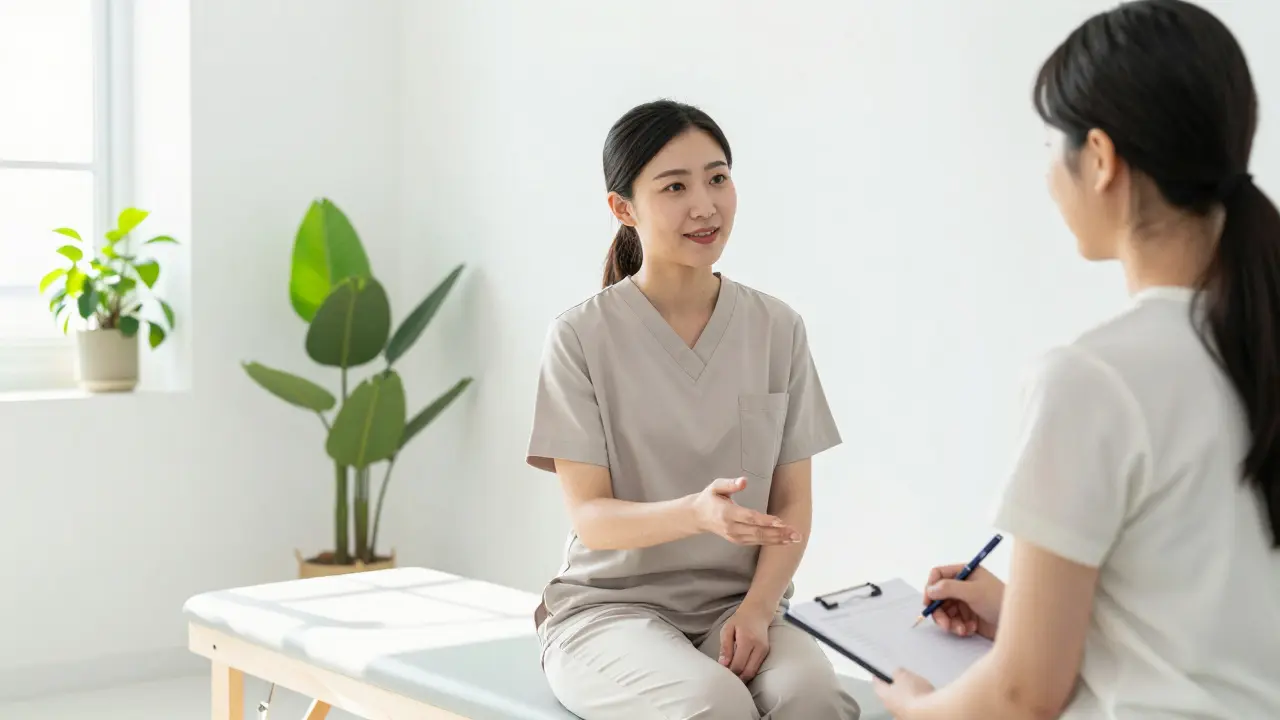 Professional wellness consultation in a bright, safe studio setting
