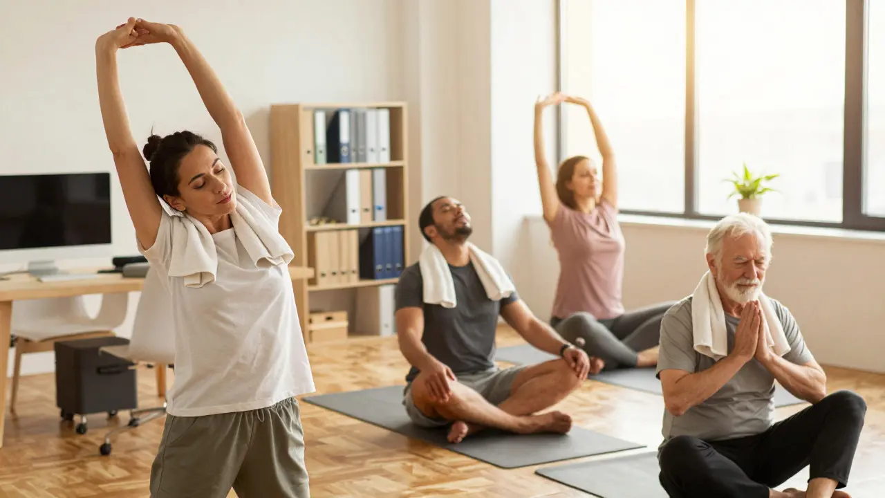 Office worker, athlete, and senior enjoying post-massage relaxation