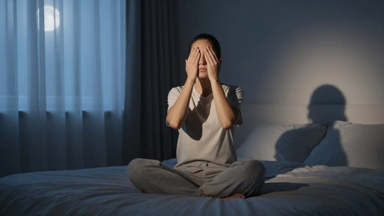 Person practicing self-Reiki hand positions on face for better sleep at night